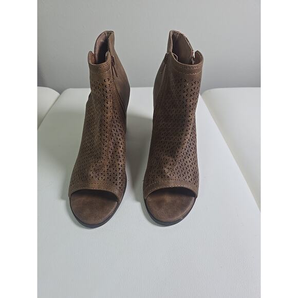 Soda Chunky Booties Open Toe Faux Suede Womens 7 Boho Indie Fall Chic - Picture 3 of 8